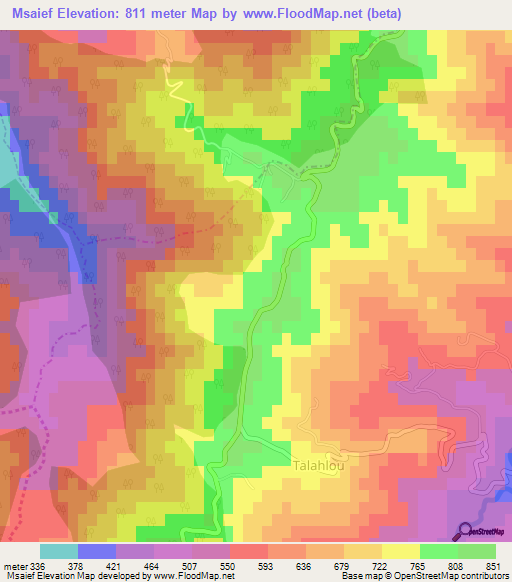 Msaief,Algeria Elevation Map