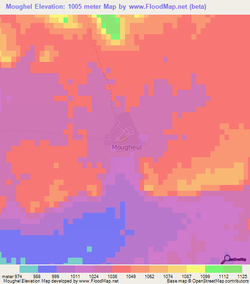 Moughel,Algeria Elevation Map