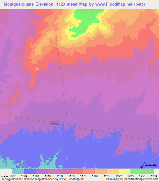 Moulguelouane,Algeria Elevation Map
