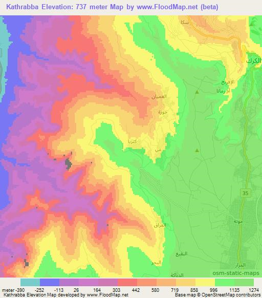 Kathrabba,Jordan Elevation Map