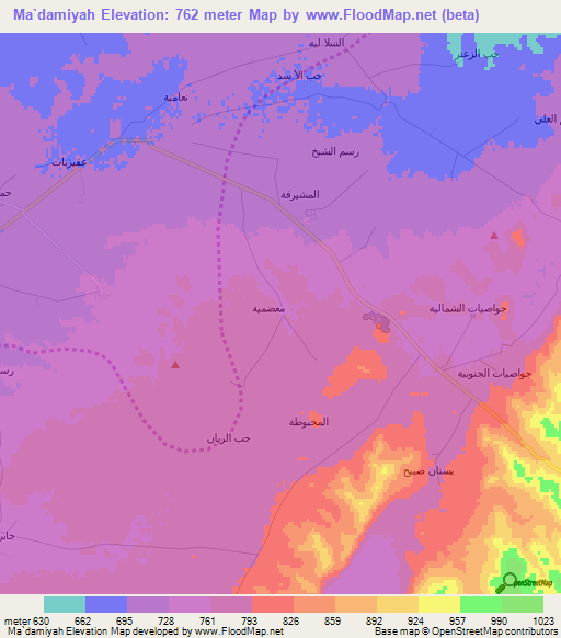 Ma`damiyah,Syria Elevation Map