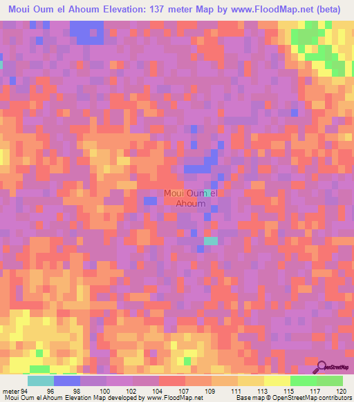 Moui Oum el Ahoum,Algeria Elevation Map
