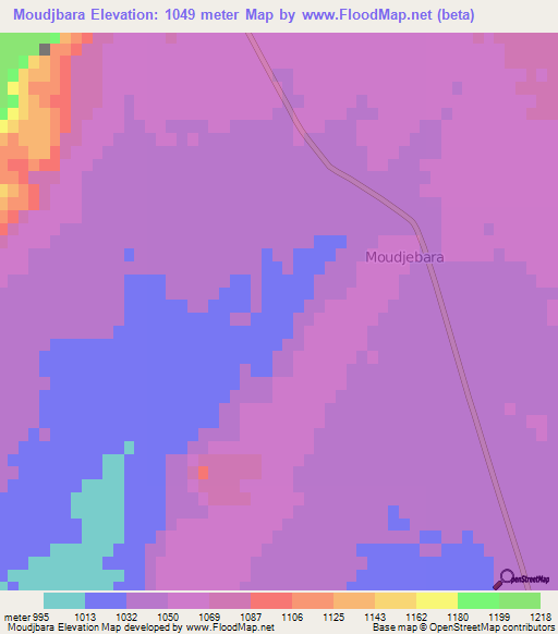 Moudjbara,Algeria Elevation Map
