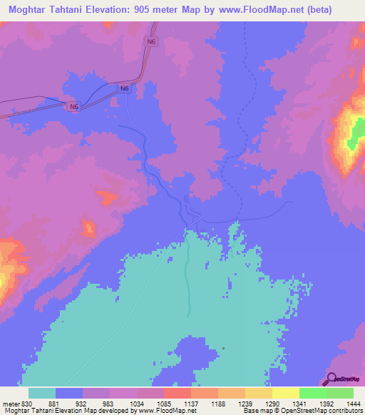 Moghtar Tahtani,Algeria Elevation Map