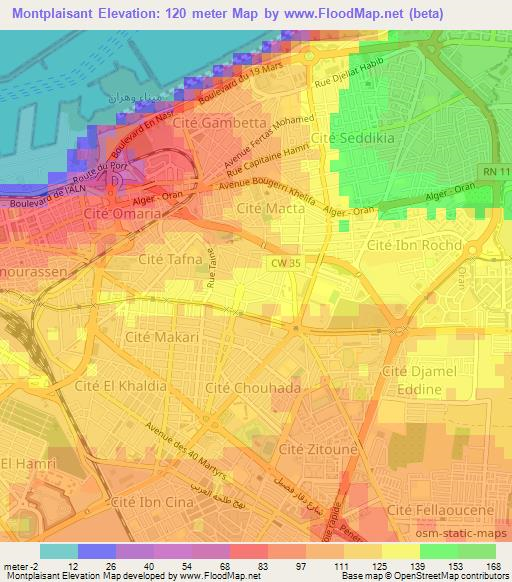 Montplaisant,Algeria Elevation Map