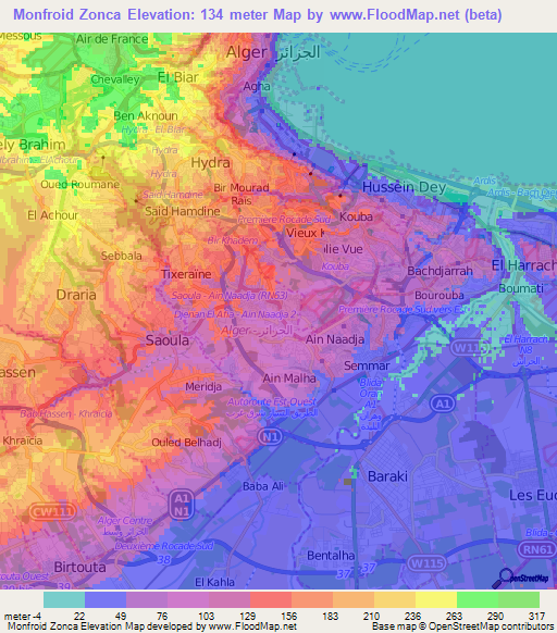 Monfroid Zonca,Algeria Elevation Map