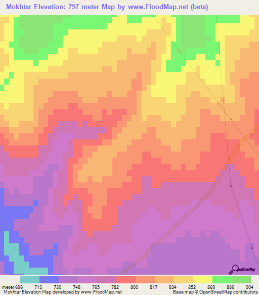 Mokhtar,Algeria Elevation Map