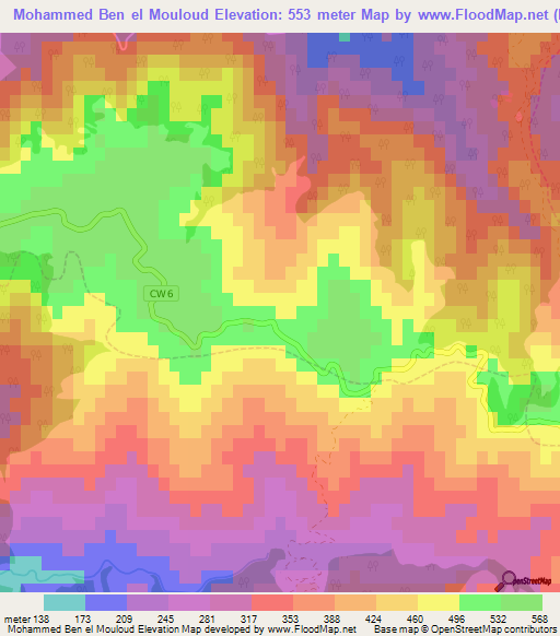 Mohammed Ben el Mouloud,Algeria Elevation Map