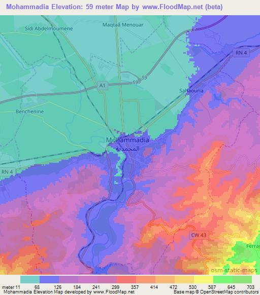 Mohammadia,Algeria Elevation Map