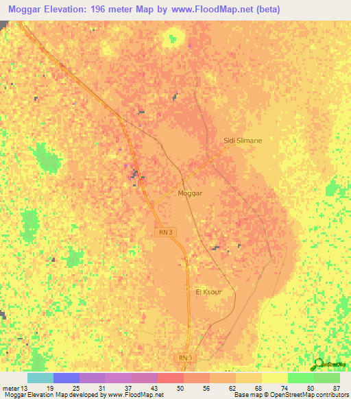 Moggar,Algeria Elevation Map