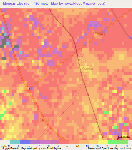 Moggar,Algeria Elevation Map