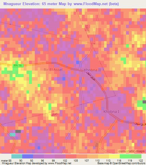 Mnagueur,Algeria Elevation Map