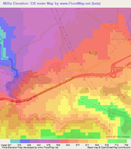 Mlilia,Algeria Elevation Map