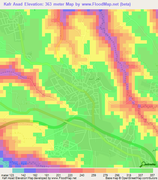 Kafr Asad,Jordan Elevation Map