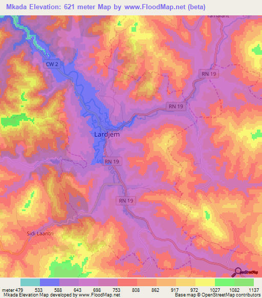 Mkada,Algeria Elevation Map