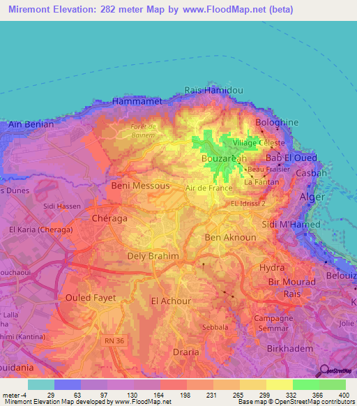 Miremont,Algeria Elevation Map