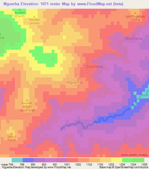Mguerba,Algeria Elevation Map