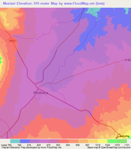 Meziani,Algeria Elevation Map