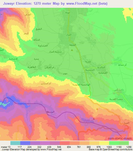 Juwayr,Jordan Elevation Map
