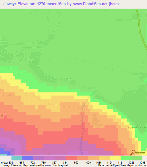 Juwayr,Jordan Elevation Map