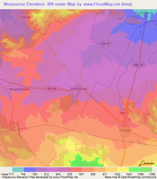 Mezaourou,Algeria Elevation Map