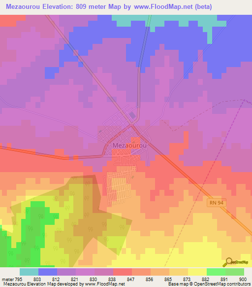 Mezaourou,Algeria Elevation Map