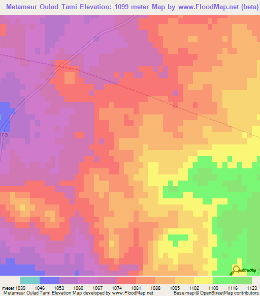 Metameur Oulad Tami,Algeria Elevation Map