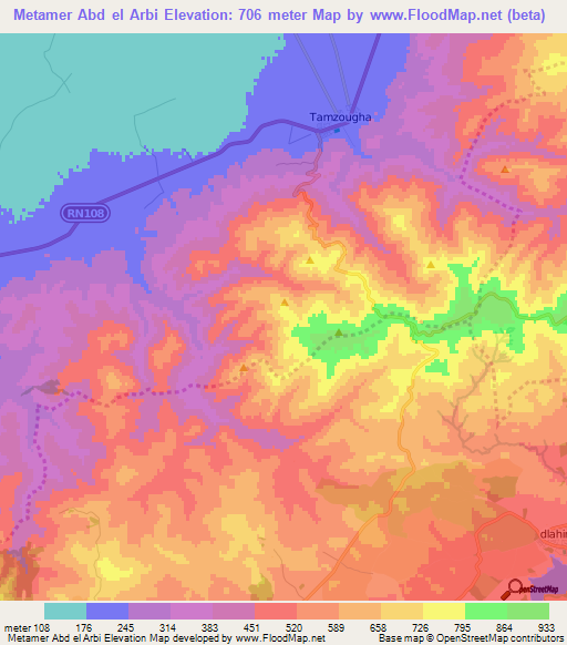 Metamer Abd el Arbi,Algeria Elevation Map