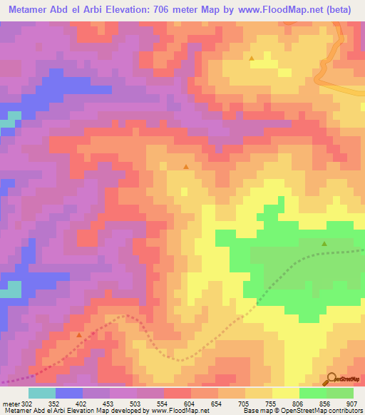 Metamer Abd el Arbi,Algeria Elevation Map