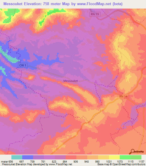 Messouket,Algeria Elevation Map