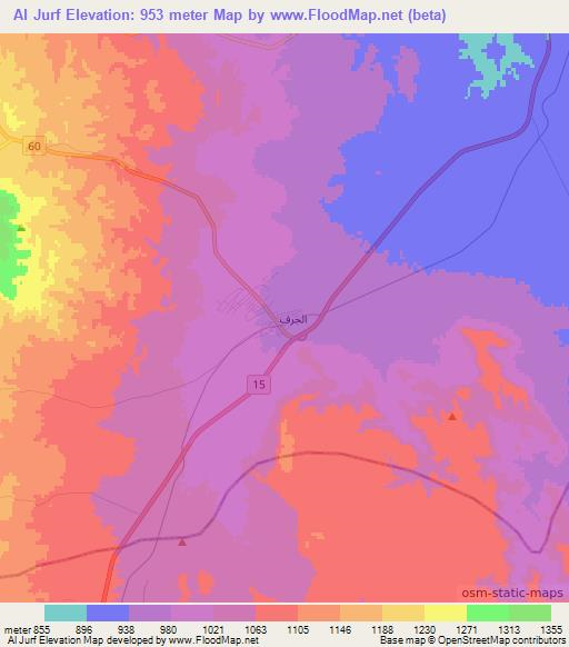 Al Jurf,Jordan Elevation Map
