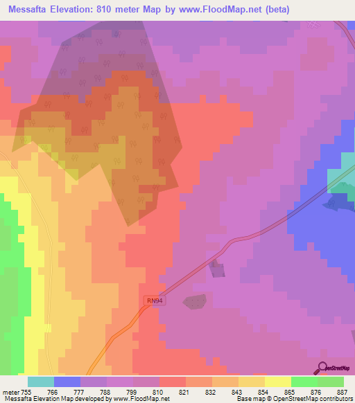 Messafta,Algeria Elevation Map