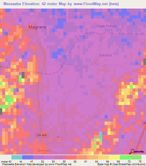 Messaaba,Algeria Elevation Map