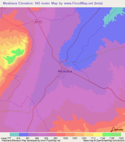 Meskiana,Algeria Elevation Map