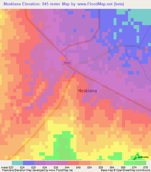 Meskiana,Algeria Elevation Map