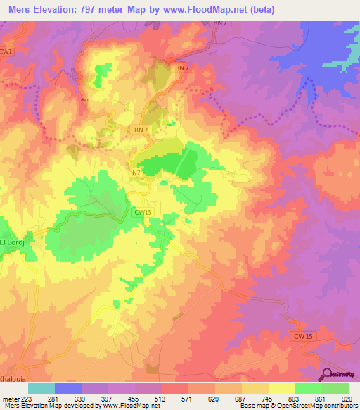 Mers,Algeria Elevation Map
