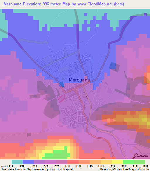 Merouana,Algeria Elevation Map