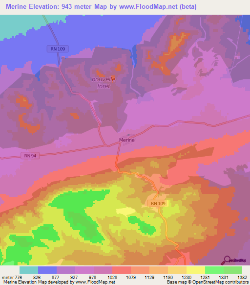 Merine,Algeria Elevation Map