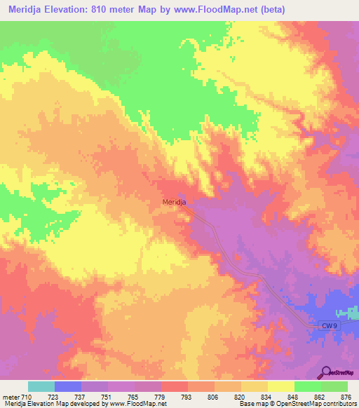 Meridja,Algeria Elevation Map