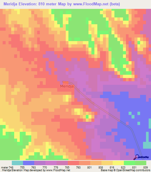 Meridja,Algeria Elevation Map