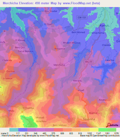 Merchicha,Algeria Elevation Map