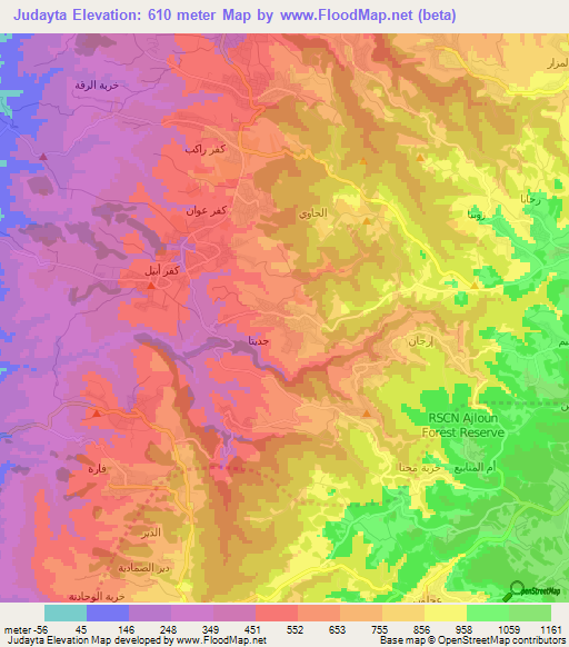 Judayta,Jordan Elevation Map