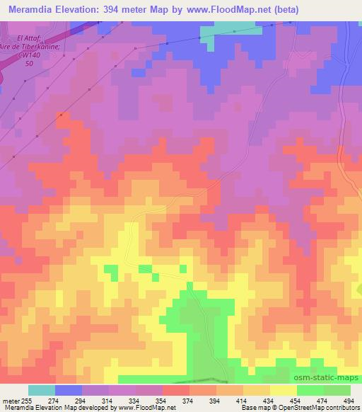 Meramdia,Algeria Elevation Map