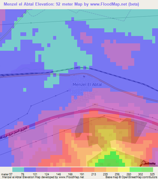 Menzel el Abtal,Algeria Elevation Map