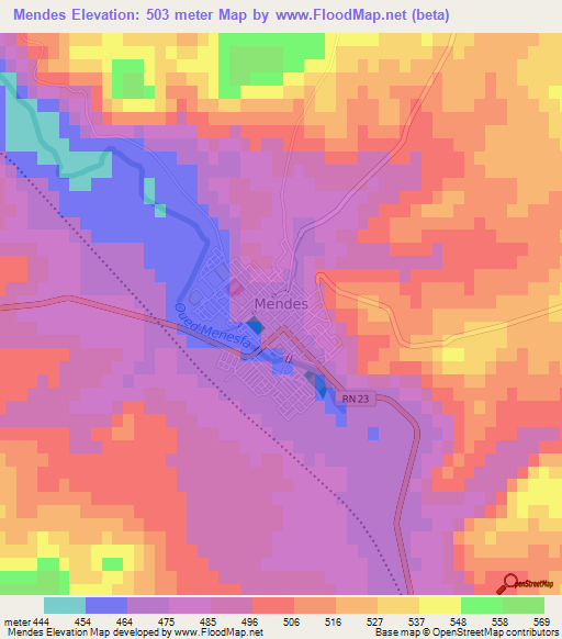 Mendes,Algeria Elevation Map