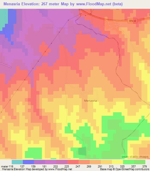 Menasria,Algeria Elevation Map