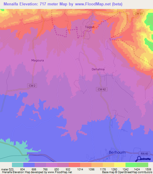 Menaifa,Algeria Elevation Map
