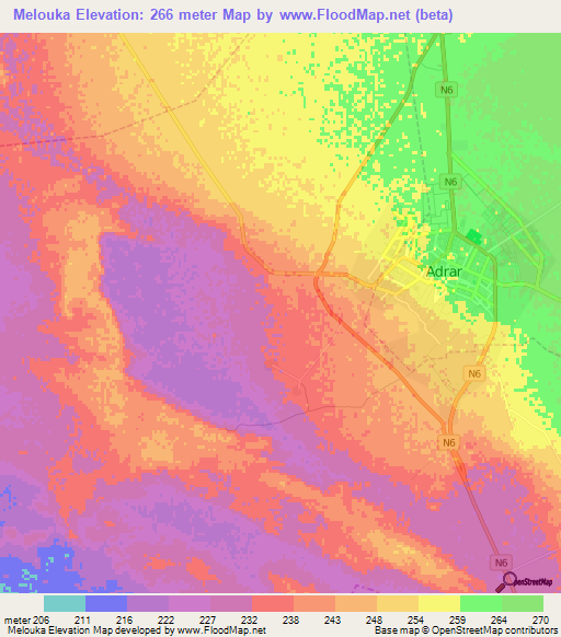 Melouka,Algeria Elevation Map
