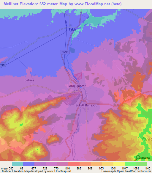 Mellinet,Algeria Elevation Map