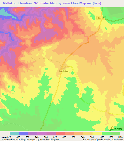 Mellakou,Algeria Elevation Map